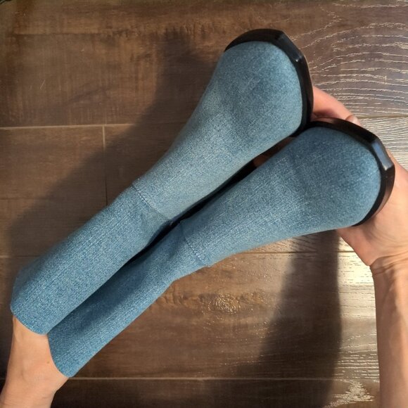 NEW Anthropologie Silent D Ivon Denim Boots Women 6.5 Vintage Chic Cowgirl Retro - Picture 4 of 11